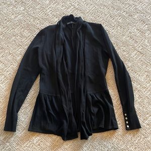 Women’s White House Black Market Black Ruffle Cardigan